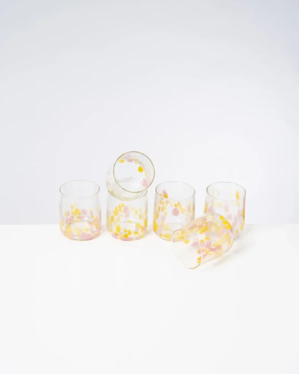 Motel a Miio Alegria - Set Of 6 Glasses Small Big Drops Pink Yellow big drops rosa gelb Hot