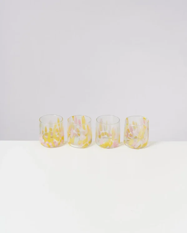 Motel a Miio Alegria - Set Of 4 Glasses Small Big Drops Pink Yellow big drops rosa yellow Online