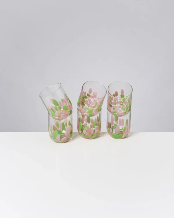 Motel a Miio Alegria 6er Set Glas Groß drops rosa grün Best Sale