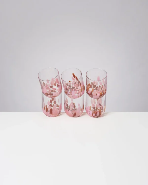 Motel a Miio Alegria Set Of 6 Glass Large drops amber pink Discount