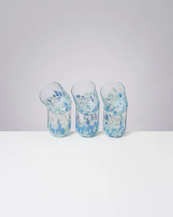 Motel a Miio Alegria Set Of 6 Glass Large drops blue white Clearance