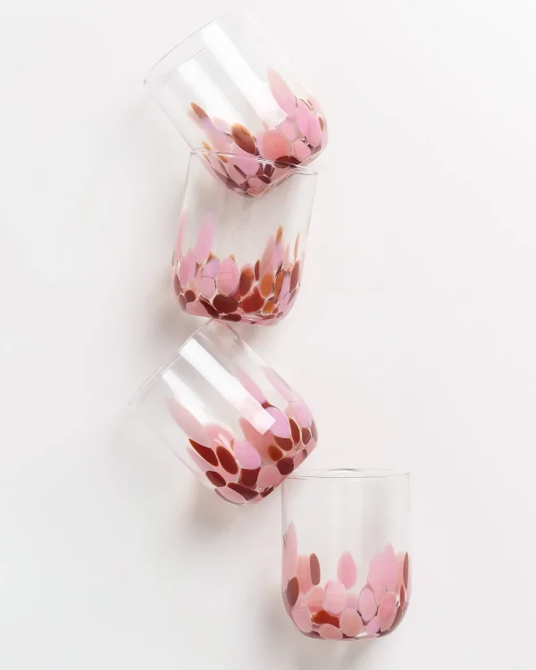 Motel a Miio Alegria Set Of 4 Glass Large drops amber pink New
