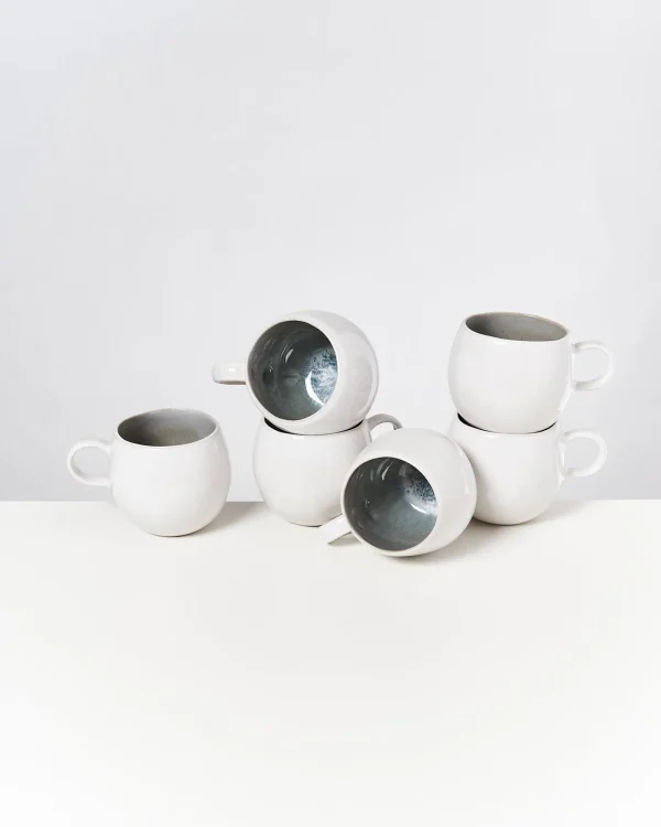 Motel a Miio Areia - Set Of 6 Mugs Big Grey Gray New