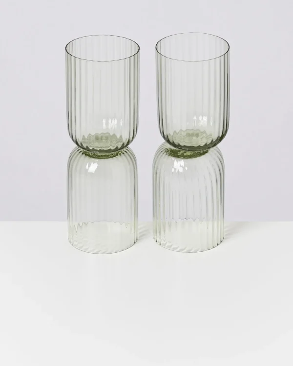 Motel a Miio Joia 4er Set Glas Riffled smaragd Hot