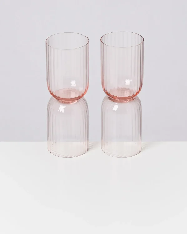 Motel a Miio Joia 4er Set Glas Riffled pink opal Fashion