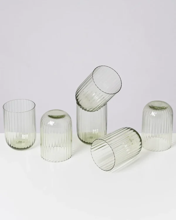 Motel a Miio Joia 6er Set Glas Riffled smaragd Cheap