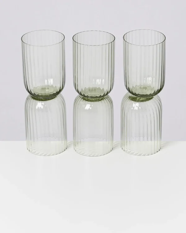Motel a Miio Joia 6er Set Glas Riffled smaragd Cheap