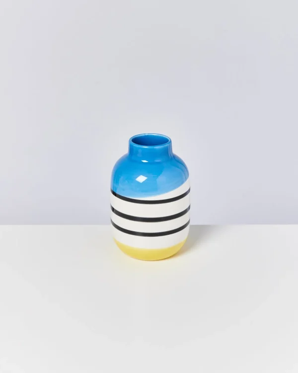 Motel a Miio Nuno Vase M - Black & White Striped schwarz-weiß gestreift mit blau Fashion