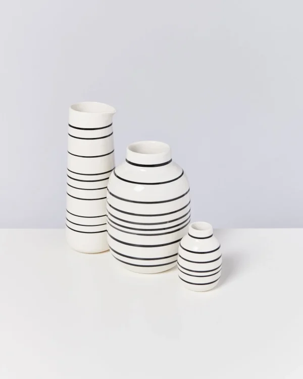 Motel a Miio Nuno Vase M - Black & White Striped schwarz weiß Best