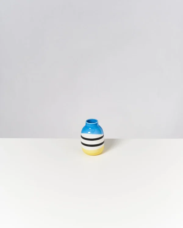 Motel a Miio Nuno Vase S - Black & White Striped With Blue schwarz weiß gestreift mit blau Store