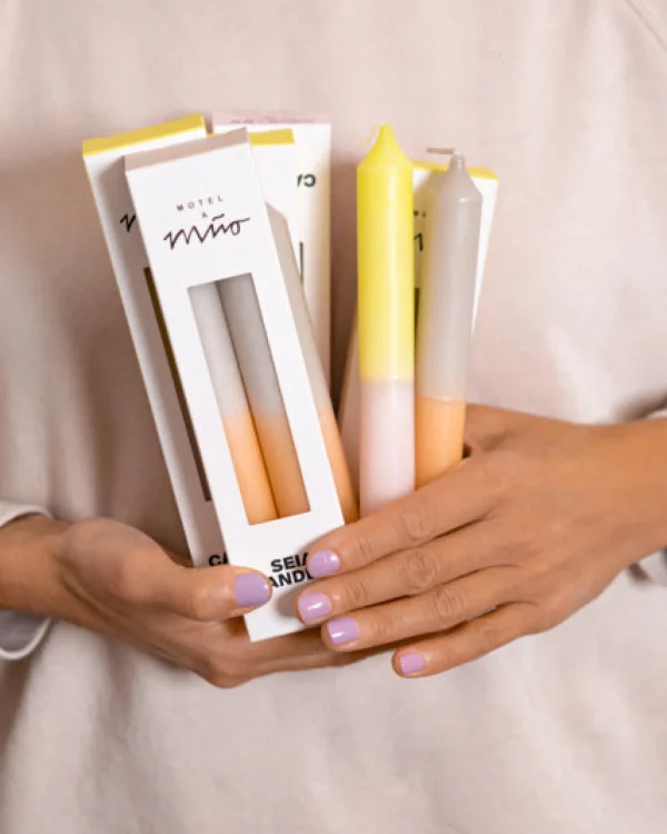 Motel a Miio Seia - Set Of 2 Stick Candles Dip Dye peach sand Cheap