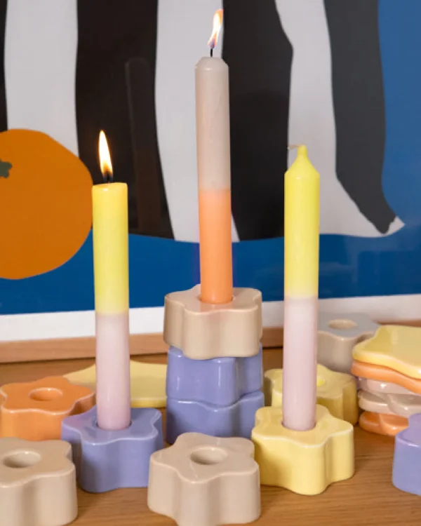 Motel a Miio Seia - Set Of 2 Stick Candles Dip Dye Pink Lime rosa lime New